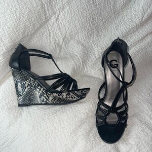 Guess Snake Print Wedge Heels
